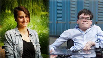 Tina Gschoßmann und Alexander Waltenberg studieren an der SRH Hochschule Heidelberg. Ihre Behinderung stellt für sie dabei kein Problem dar.