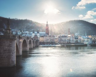 Blick auf die Altstadt der Stadt Heidelberg