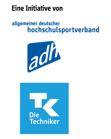 Die Logos des allgemeinen Deutschen Hochschulsportverbands adh und der Techniker Krankenkasse